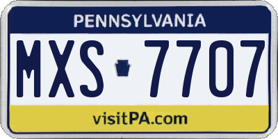 PA license plate MXS7707