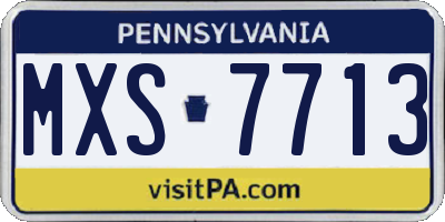 PA license plate MXS7713