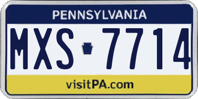 PA license plate MXS7714