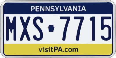 PA license plate MXS7715