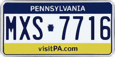 PA license plate MXS7716