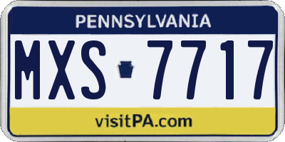 PA license plate MXS7717