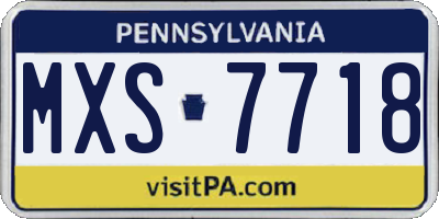 PA license plate MXS7718