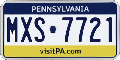 PA license plate MXS7721