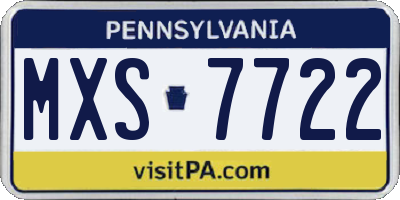 PA license plate MXS7722