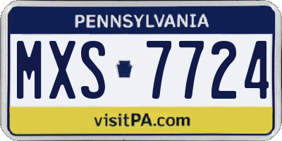 PA license plate MXS7724