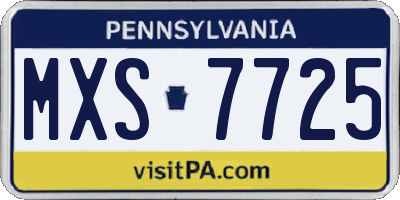PA license plate MXS7725