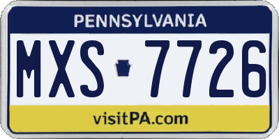 PA license plate MXS7726