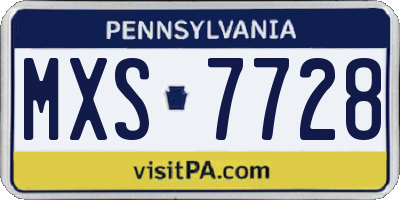 PA license plate MXS7728