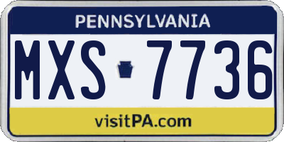 PA license plate MXS7736