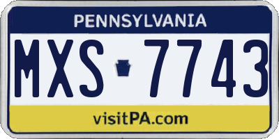 PA license plate MXS7743