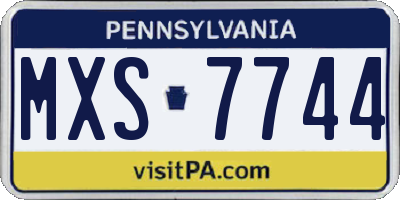 PA license plate MXS7744