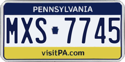 PA license plate MXS7745