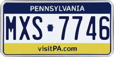 PA license plate MXS7746