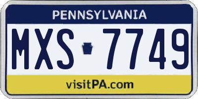 PA license plate MXS7749