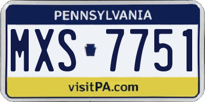 PA license plate MXS7751