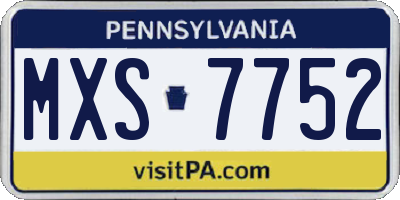 PA license plate MXS7752