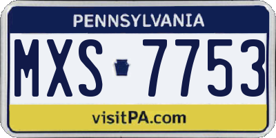 PA license plate MXS7753