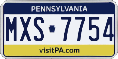 PA license plate MXS7754