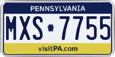 PA license plate MXS7755