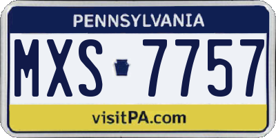 PA license plate MXS7757