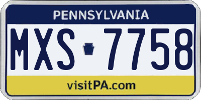 PA license plate MXS7758