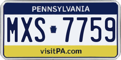 PA license plate MXS7759