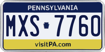 PA license plate MXS7760