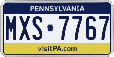 PA license plate MXS7767