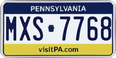 PA license plate MXS7768