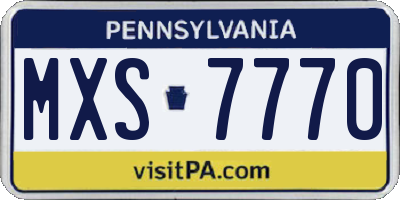 PA license plate MXS7770