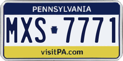 PA license plate MXS7771