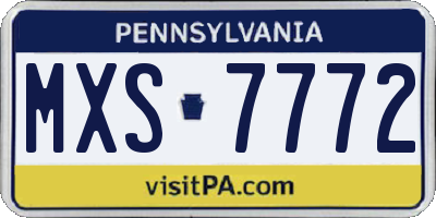 PA license plate MXS7772