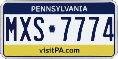 PA license plate MXS7774