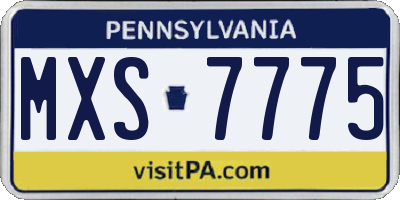PA license plate MXS7775