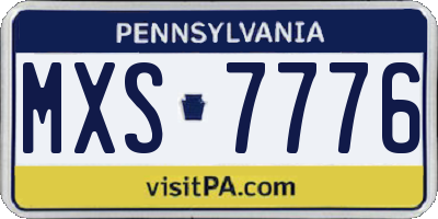 PA license plate MXS7776