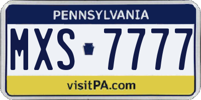 PA license plate MXS7777