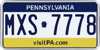 PA license plate MXS7778