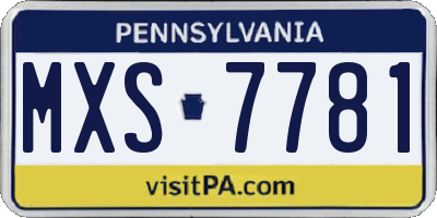 PA license plate MXS7781