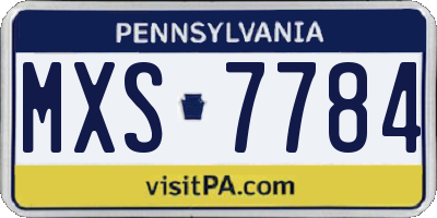 PA license plate MXS7784