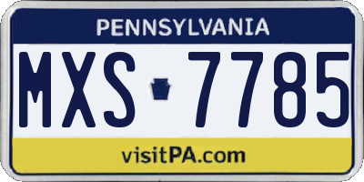 PA license plate MXS7785