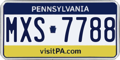 PA license plate MXS7788