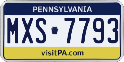 PA license plate MXS7793