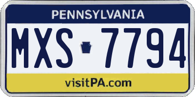 PA license plate MXS7794