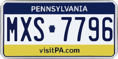 PA license plate MXS7796