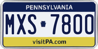 PA license plate MXS7800