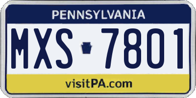 PA license plate MXS7801