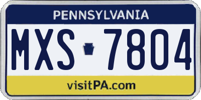 PA license plate MXS7804