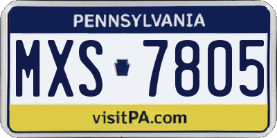 PA license plate MXS7805