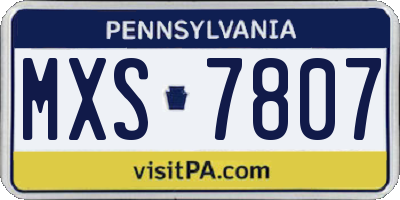 PA license plate MXS7807